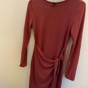 Elegant Rust Long Sleeve Dress